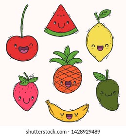 cute doodle fruit illustration vector