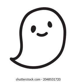 Cute doodle ghost character. Happy Halloween ghost cartoon vector illustration. Party card invitation print