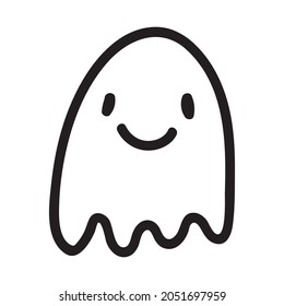 Cute doodle ghost character. Happy Halloween ghost cartoon vector illustration. Party card invitation print, shirt or product print, sticker design