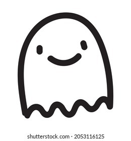 Cute doodle ghost character. Happy Halloween ghost cartoon vector illustration. Party card invitation print, shirt or product print, sticker design