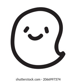Cute doodle ghost character. Happy Halloween ghost cartoon vector illustration. Party card invitation print, shirt or product print, sticker design