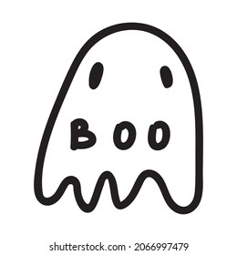 Cute doodle ghost character. Happy Halloween ghost cartoon vector illustration. Party card invitation print, shirt or product print, sticker design