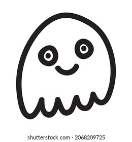 Cute doodle ghost character. Happy Halloween ghost cartoon vector illustration. Party card invitation print, shirt or product print, sticker design