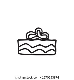 Cute doodle gift icon. Hand drawn vector illustration. Winter elements for greeting cards, posters, stickers and seasonal design. Isolated on white background