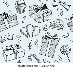 cute doodle gift seamless pattern.