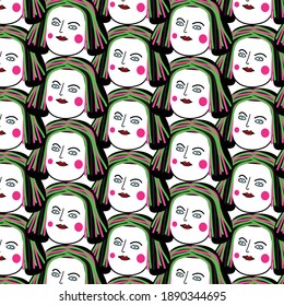 lindo doodle girl patrón de fondo eps vectorial.10
