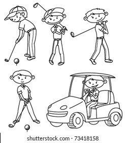 Cute Doodle Golf Players Set