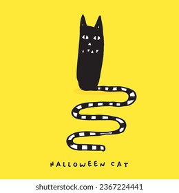 Cute doodle Halloween cat Cartoon