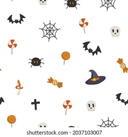 Cute doodle halloween pattern. Seamless texture for textile, fabric, apparel, wrapping, paper, stationery.