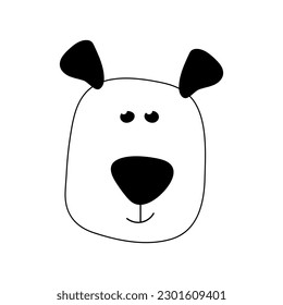 Cute doodle hand drawn dog face. Little black puppy