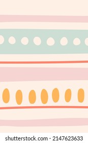 Cute doodle hand drawn easter spring template in pastel colors