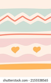 Cute doodle hand drawn easter spring template in pastel colors