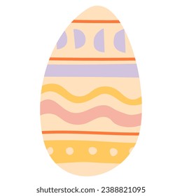 Cute doodle hand drawn easter spring egg shape template in pastel colors