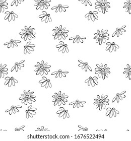 Cute doodle hand drawn  seamless pattern. Little flowers background. Doodle art for simple design print on fabric, paper, wallpaper.