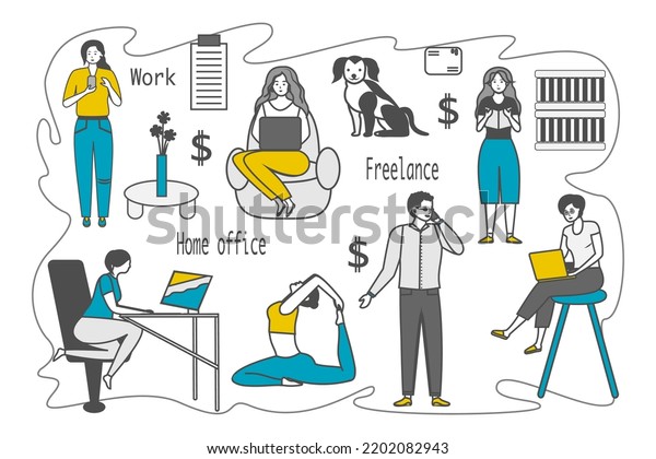 Cute Doodle Hand Drawn Set Men Stock Vector Royalty Free Shutterstock