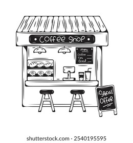 Cute Doodle Hand Drawn Shop Illustration - 02