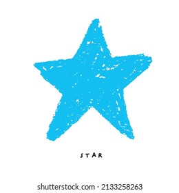 Cute doodle hand drawn star with crayon ,geometric shapes for kids, Vector simple shape graphic hand drawn illustration