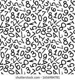 Cute doodle hand written numbers vintage vector illustration. Ink seamless  pattern fine for card, lettering, poster