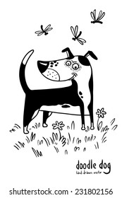 Cute doodle hand-drawn dog