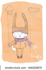 cute doodle hare
