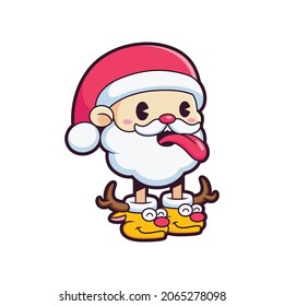 Cute doodle head santa with funny pose