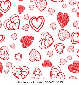 Cute  doodle heart background pattern. Perfect for gift wrapping , valentines card, fashion. home decor. Surface pattern design. 