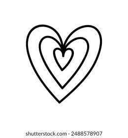 Cute doodle heart isolated on white background. Vector hand-drawn illustration. Perfect for Valentines Day designs, cards, decorations.