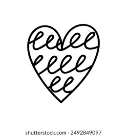 Cute doodle heart isolated on white background. Vector hand-drawn illustration. Perfect for Valentines Day designs, cards, decorations.