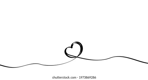 Cute doodle heart in one line. Decor for card, holiday, valentine's day, wedding.