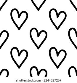 Cute doodle heart pattern. Hand drawn doodle illustration.