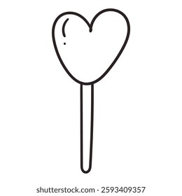 Cute doodle heart shaped lollipop. Hand drawn vector illustration