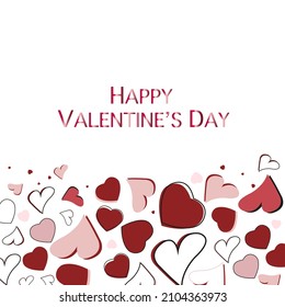 
Cute doodle hearts. Happy Valentine's day banner design greeting card
