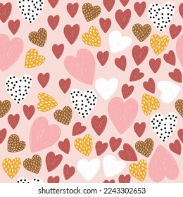 Geruchte doodle Herzen nahtloses Muster. Alles Gute zum Valentinstag. Vektorgrafik, handgezeichnet.