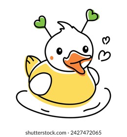 Cute doodle icon depicting duck love