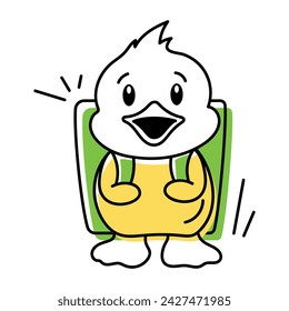 Cute doodle icon of a duck backpack