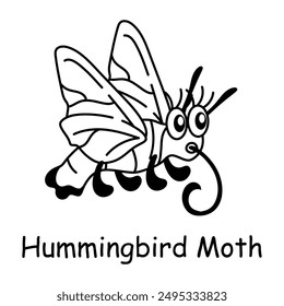 Cute doodle icon of a hummingbird moth 
