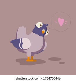 Ícono de garabato de paloma. Diseño de caricaturas planas. Ilustración vectorial de la paloma de pájaro de la ciudad. Fauna urbana, fauna silvestre de plumas aislada en el fondo de color.