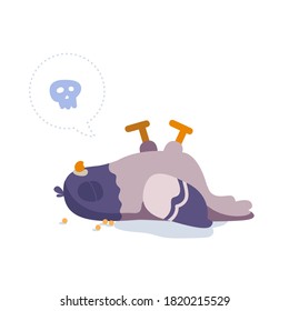 Cute doodle icon of pigeon. Flat cartoon character design. Vector stock illustration of city bird dove. Urban fauna, feathered wildlife isolated on color background.
