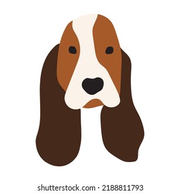 cute doodle illustration of Basset hound breed dog. dog in minimalist style.