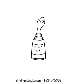 Cute doodle illustration of a bottle of essential oil. 