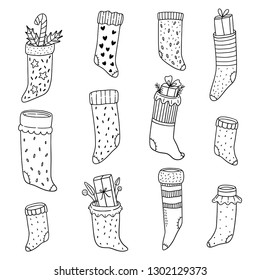 Cute doodle illustration of Christmas  stockings.  