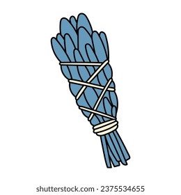 Cute doodle illustration in flat style, bunch of herbs isolated on white background. Magic objects, witchcraft, occultism.