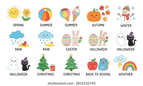 Cute doodle illustration set