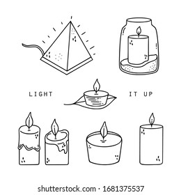 Cute doodle illustration of some spa objects and  self care items. Line icons.