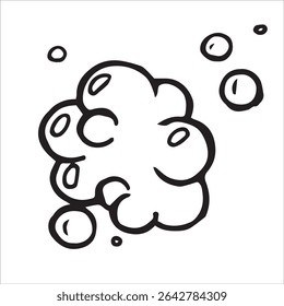 bonitas ilustrações de doodle de espuma, bolhas de sabão.	