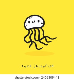 Cute doodle jellyfish Cartoon vector