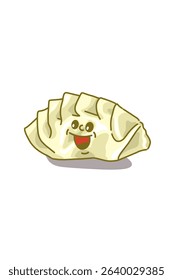 Cute doodle kawaii gyoza Japanese food with smile