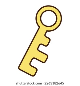 Cute doodle key from the collection of girly stickers. Cartoon color vector illustration.