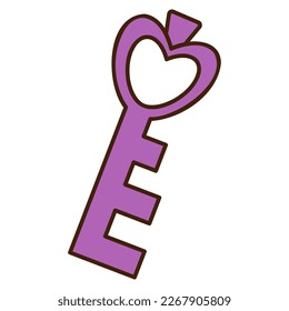 Cute doodle key3 from the collection of girly stickers. Cartoon color vector illustration.