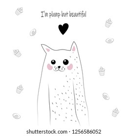 cute Doodle with a kitten and a funny saying